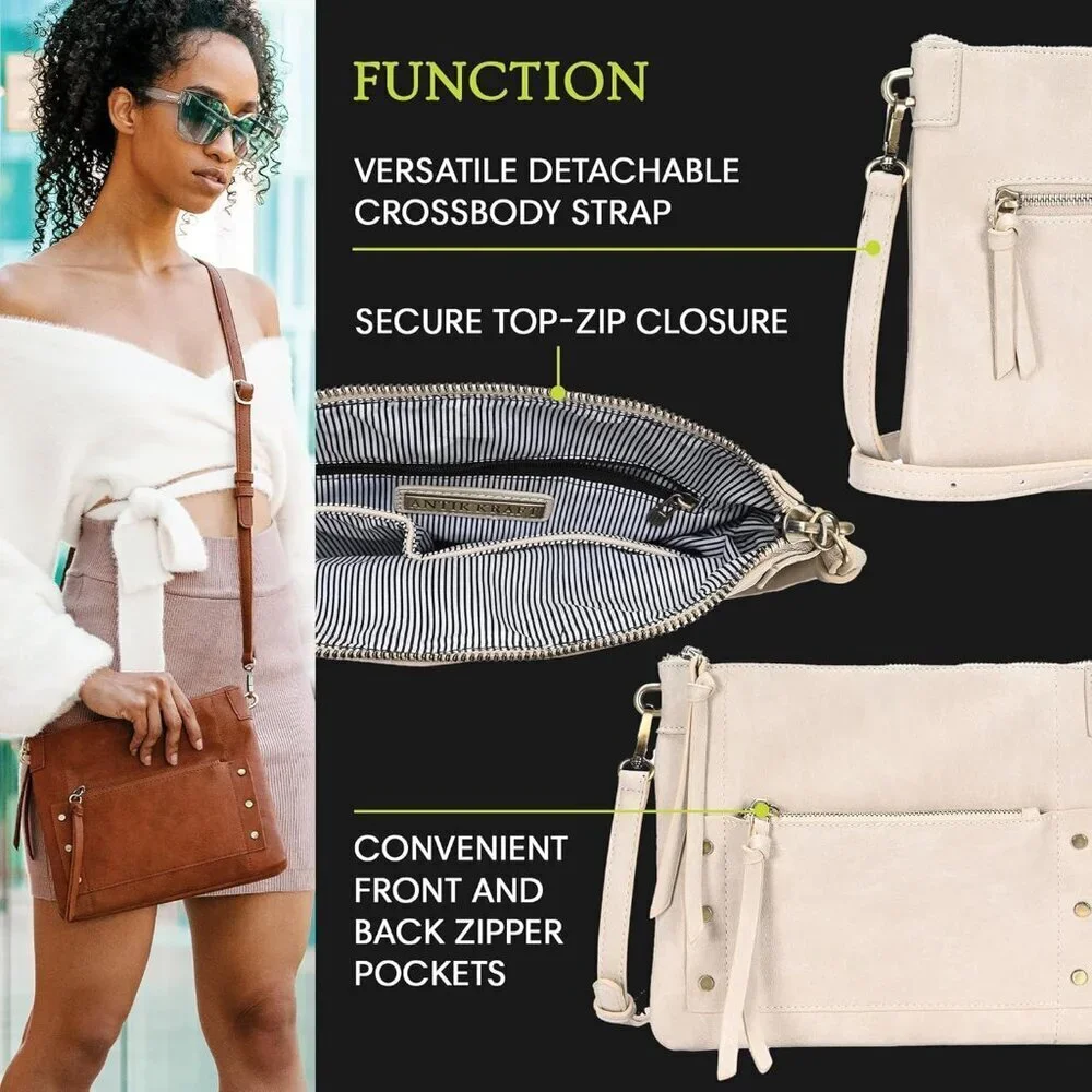 Crossbody Shoulder Bag Vegan Leather Compact 11x1.5x8.5 Casual Everyday